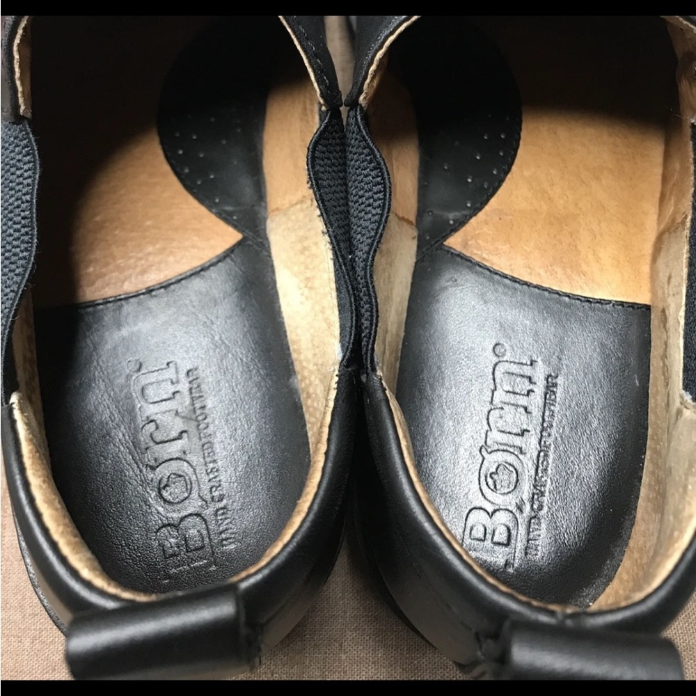 Rare Born Men’s Chelsea-Style Shoes Black Leather Size 10.5M Slip-On Double Gore - Picture 9 of 13